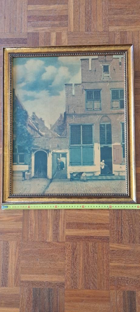 Schilderij met klassiek stadsgezicht in gouden lijst, Antiek en Kunst, Kunst | Schilderijen | Klassiek, Ophalen