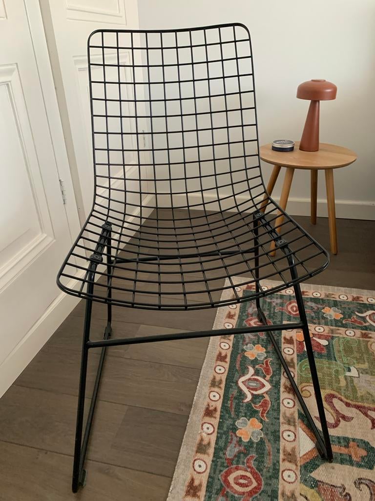 Zwarte draadstaal stoel, Ophalen, Gebruikt, Zwart, Metaal