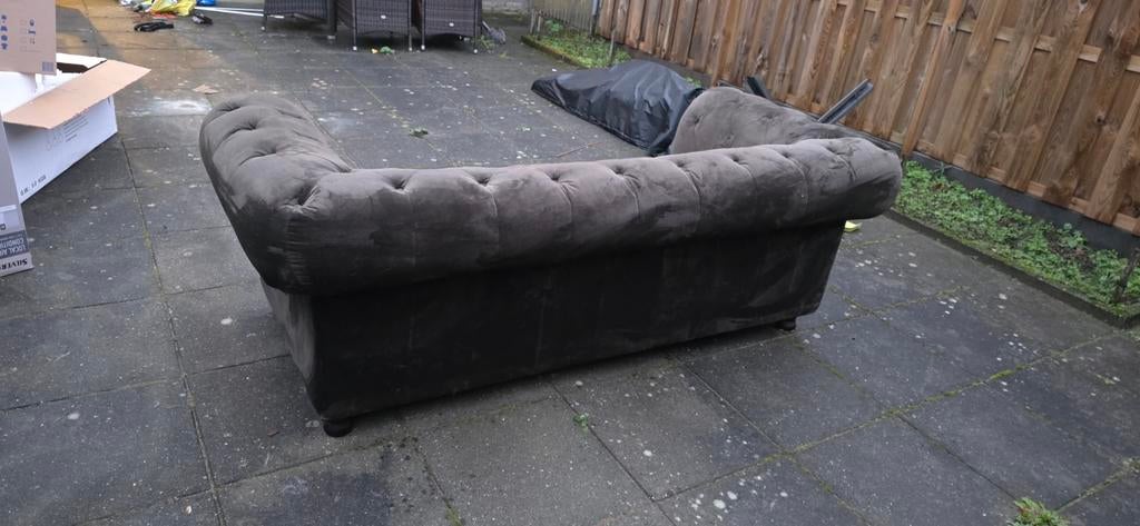 Stijlvolle groene  Chesterfield bank - 2-zits bank, Gebruikt, 150 tot 200 cm, Chesterfield, Tweepersoons