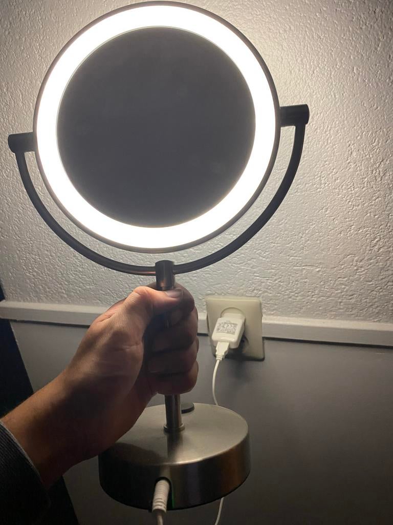 Tafelspiegel met lamp, Ophalen of Verzenden, Zo goed als nieuw