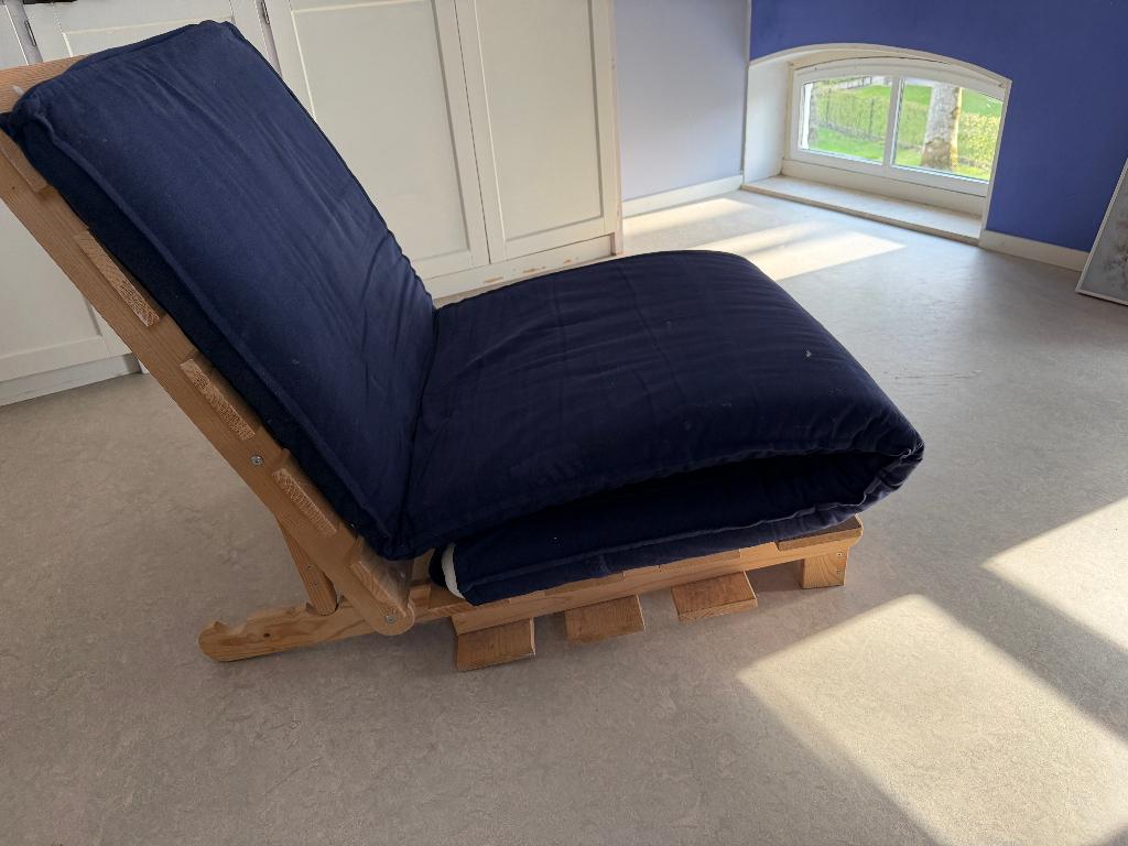 ikea slaapbank 70 cm breed, Ophalen, Gebruikt, Blauw, 200 cm