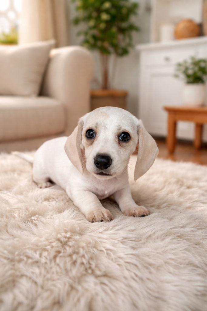 Prachtige Cream Dwerg teckel Reutje, Dieren en Toebehoren, Parvo, Reu, 8 tot 15 weken, Korthaar