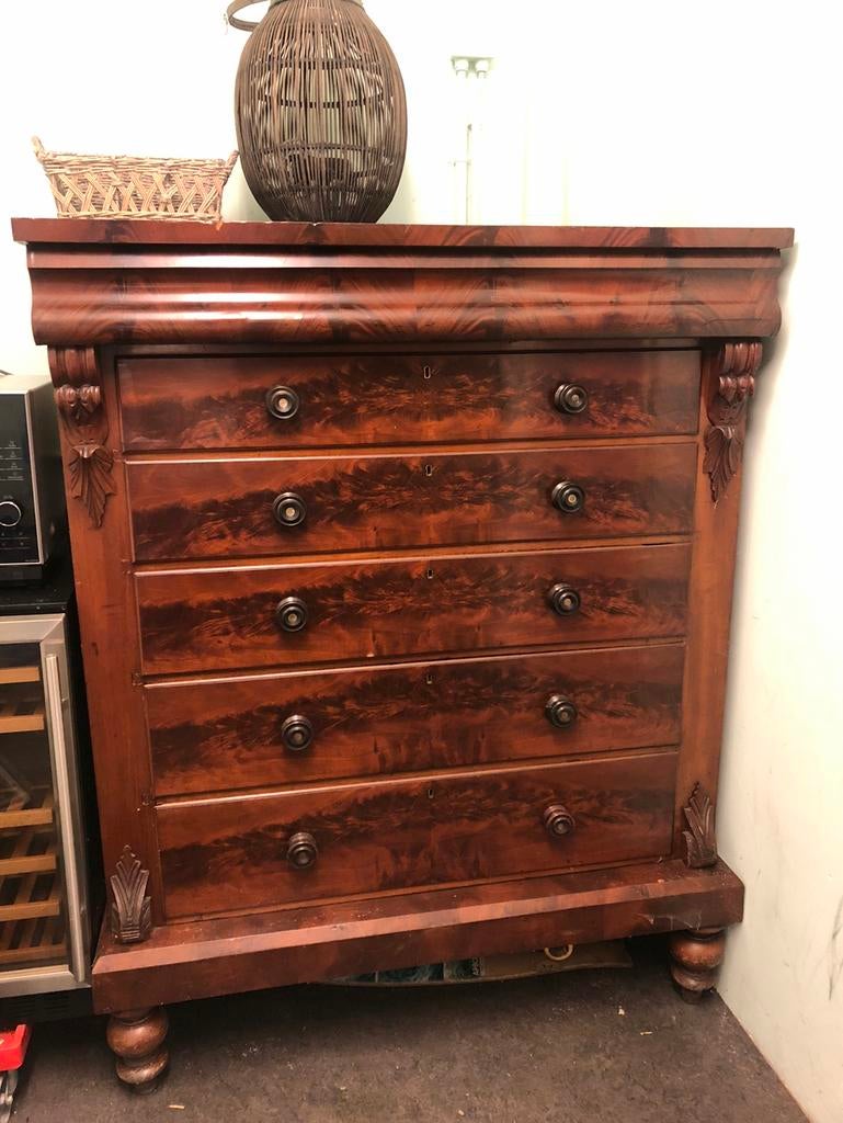 Antieke Engelse laden kast, Antiek en Kunst, Ophalen, Rechthoekig