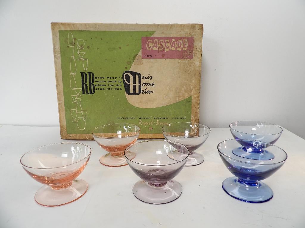 Art Deco Boomse Glazen, Cascade, Ophalen of Verzenden