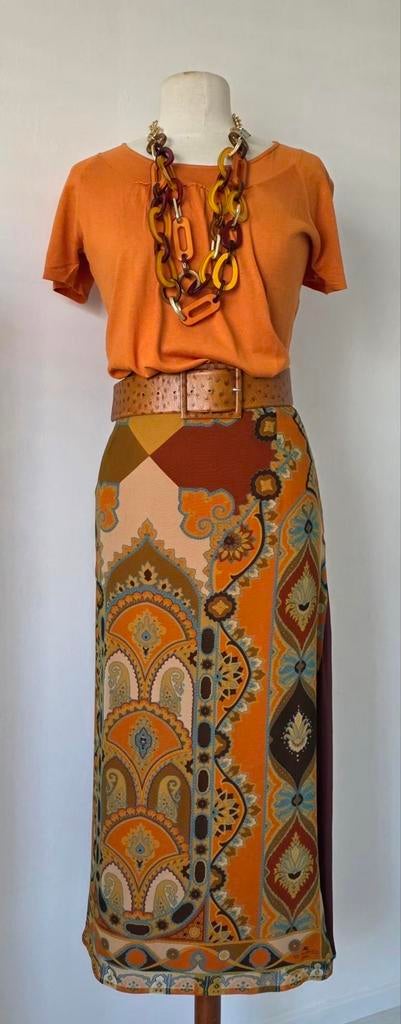 Etro Milano 100% zijde maxi rok & Burberry top 42, Kleding | Dames, Verzenden, Zo goed als nieuw, Onder de knie, Overige kleuren