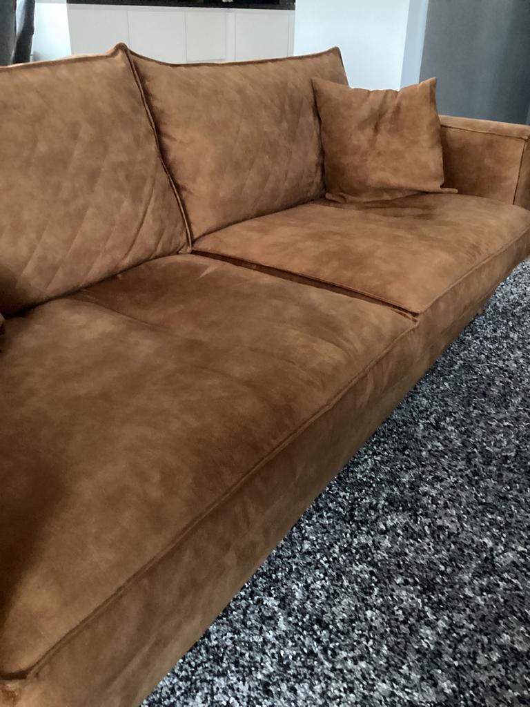 Riviera Maison Bank en 2 Fauteuils Cognac kleur, Ophalen, Zo goed als nieuw, 75 tot 100 cm