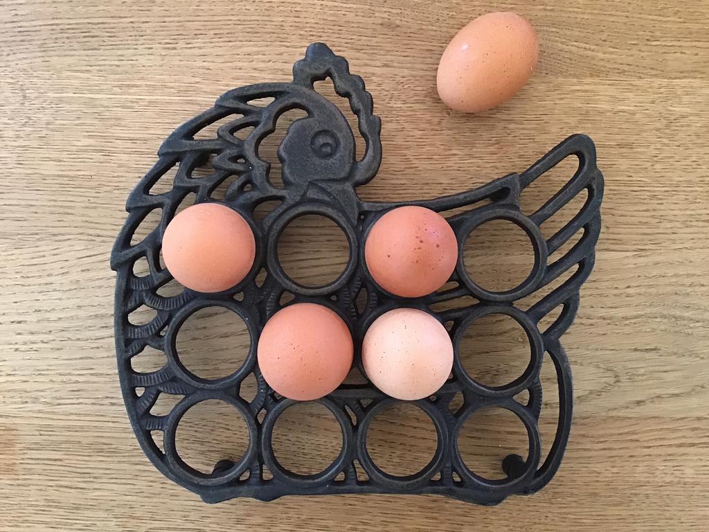 Zwart ijzeren eierrek voor 12 eieren., Ophalen of Verzenden, Zo goed als nieuw