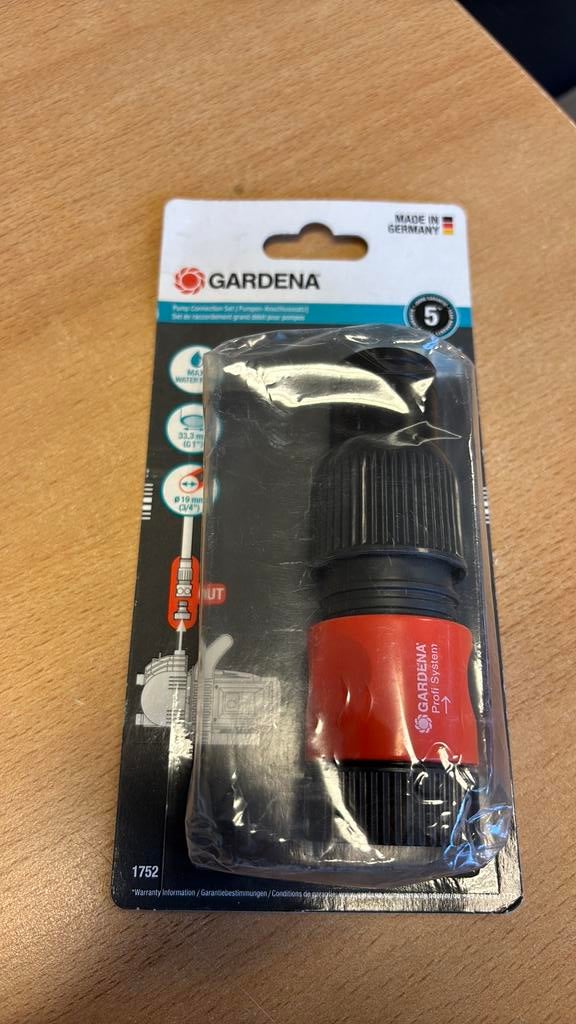 Gardena 1752 Aansluitset voor pompen met 19mm slang, Ophalen of Verzenden, Nieuw, Tuinslang