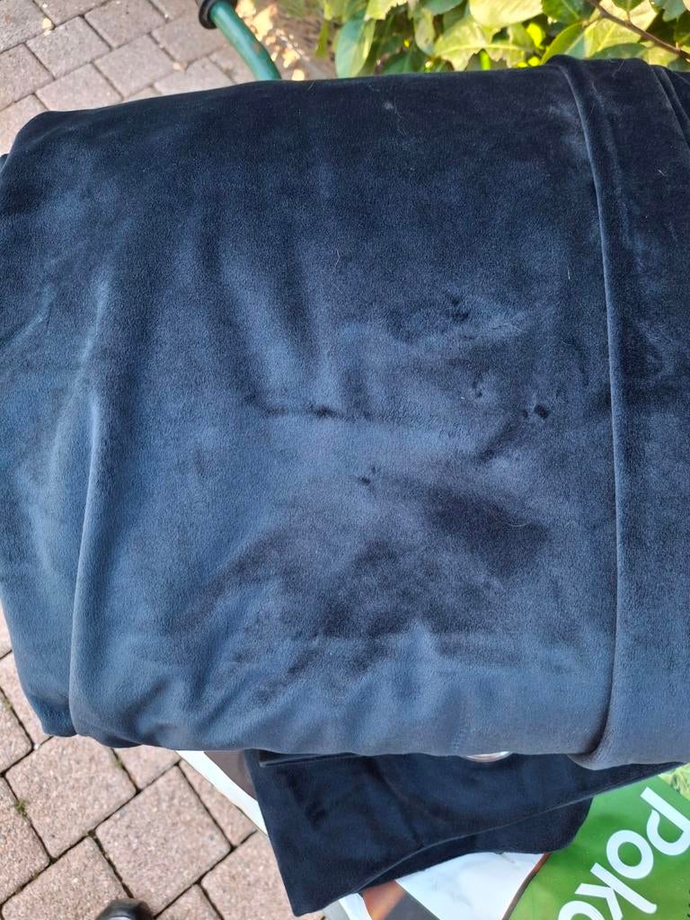 Donkerblauw velours gordijn., Ophalen of Verzenden, 200 cm of meer, 200 cm of meer