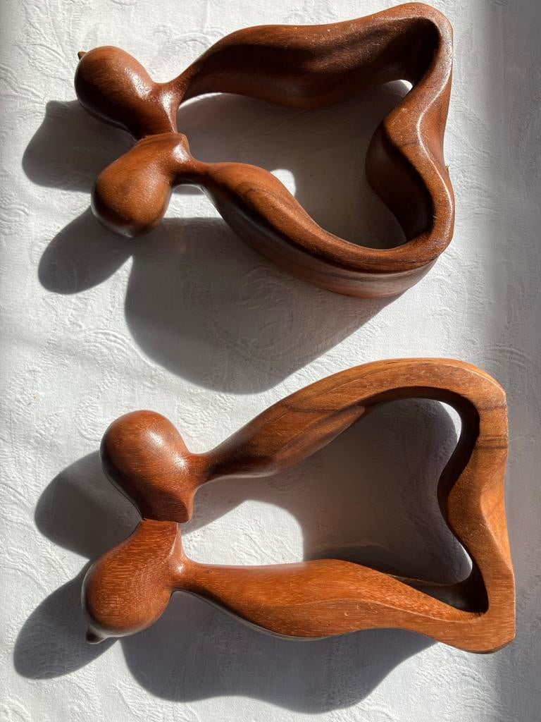 2 Houten sier houtsnijwerk, Antiek en Kunst, Ophalen, Houtsnijwerk, 20 - 50 cm, Bruin