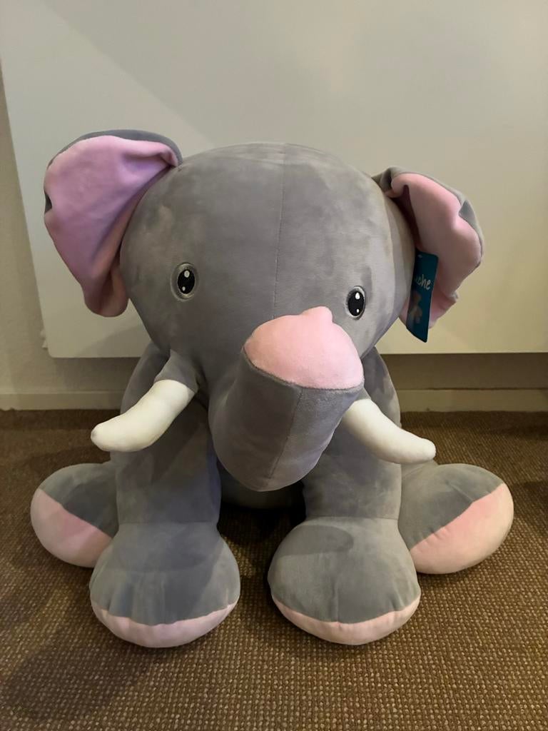 Grote grijze olifant knuffel van Intertoys, 50 cm, Ophalen, Gebruikt, Overige merken, Grijs