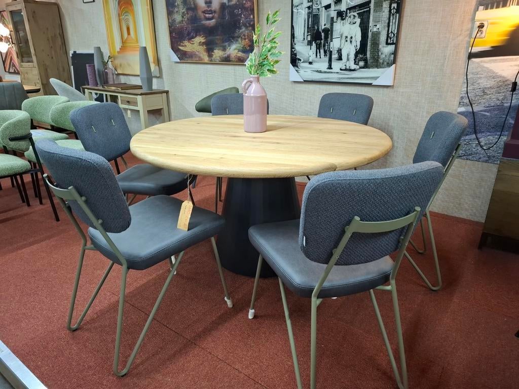 6 Nieuwe Stoelen, Antraciet met metalen frame, June Xooon, Ophalen, Nieuw, Stof, Grijs