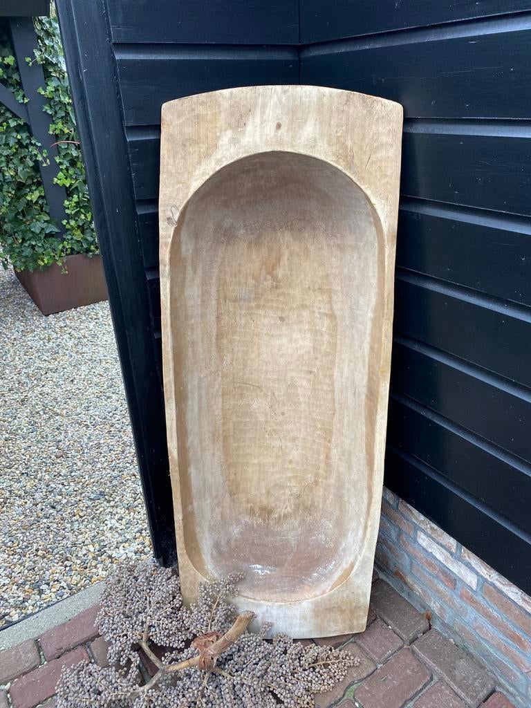 Brocante oude houten trog, groot model, 140 cm, Ophalen