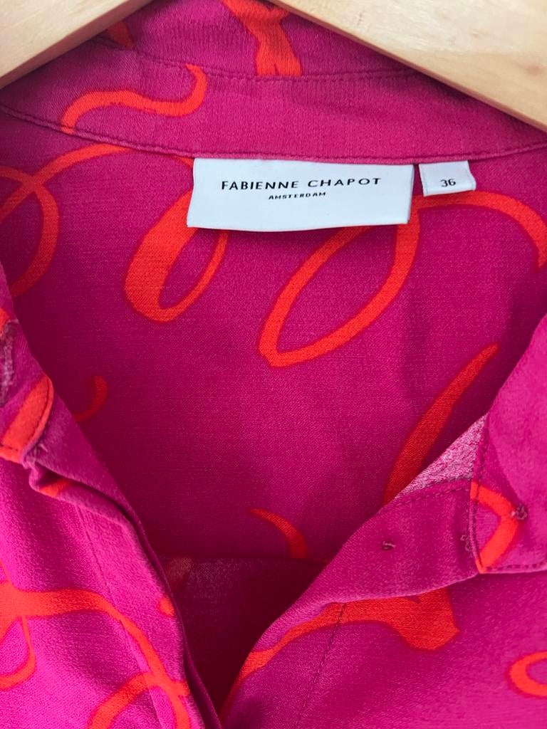 Fabienne Chapot blouse fuchsia met oranje, Ophalen of Verzenden, Zo goed als nieuw, Maat 36 (S), Roze