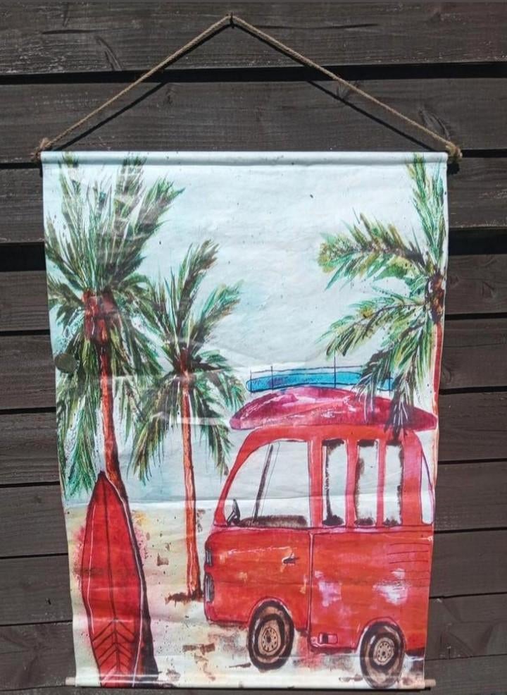 Canvasdoek Intratuin 90x60 met VW busje en palmbomen, Ophalen of Verzenden