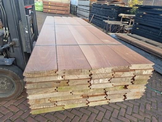 28.35 m2 Azobé hardhouten damwand 5 cm dik -nr: HP70, Ophalen, Planken, Nieuw, Hardhout