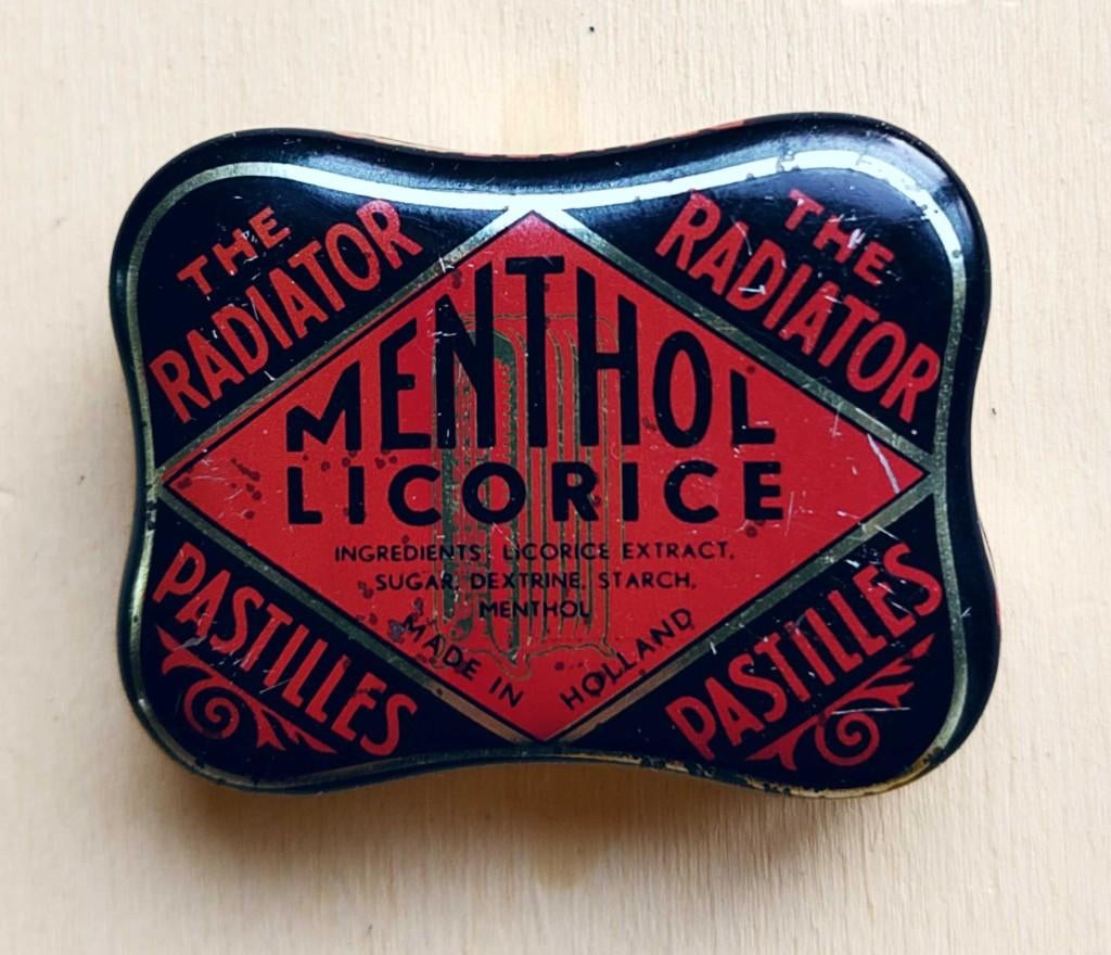 Vintage Radiator Menthol Licorice reclameblik Holland  , Verzamelen, Ophalen of Verzenden, Gebruikt, Overige, Overige merken