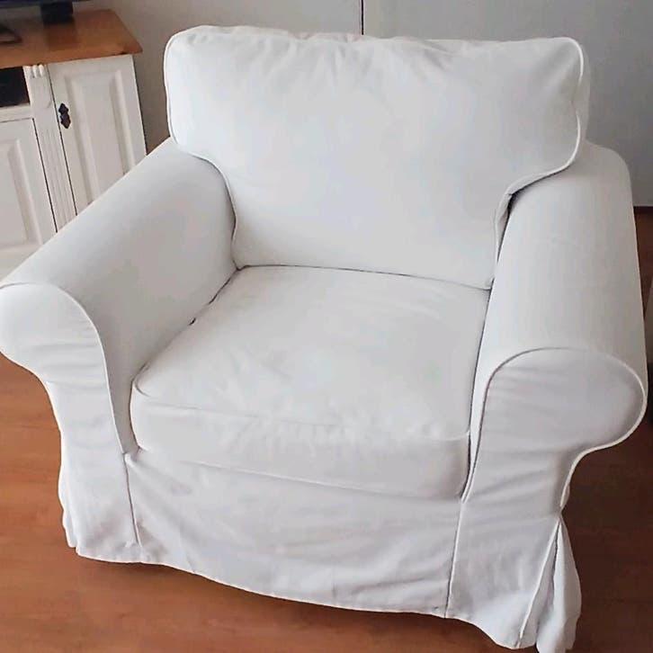 IKEA Ektorp fauteuil wit, Huis en Inrichting, Fauteuils, Ophalen, Gebruikt, Stof, 75 tot 100 cm