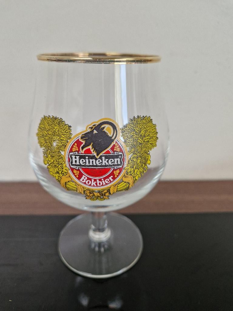 Heineken glas met voet Bokbier, Ophalen of Verzenden, Zo goed als nieuw, Glas of Glazen, Heineken