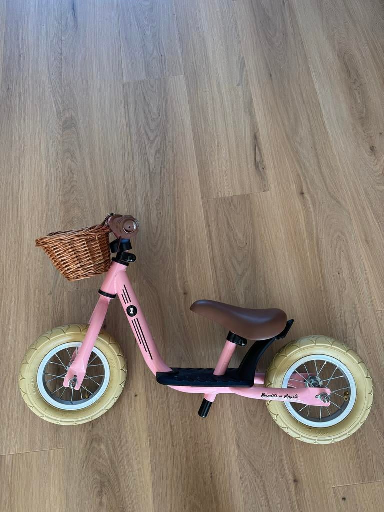 Bandits and Angels Roze Loopfiets met Mandje, Ophalen of Verzenden, Zo goed als nieuw, Loopfiets