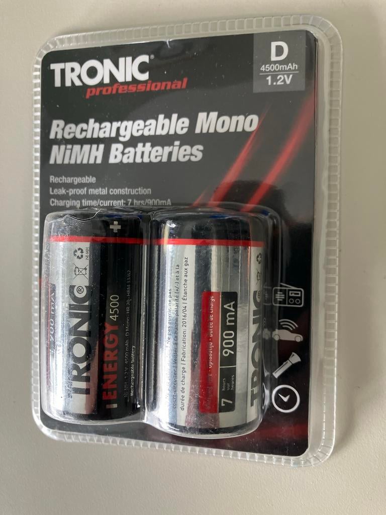 Tronic Professional oplaadbare Mono NiMH batterijen, Audio, Tv en Foto, Accu's en Batterijen, Ophalen of Verzenden, Nieuw, Oplaadbaar