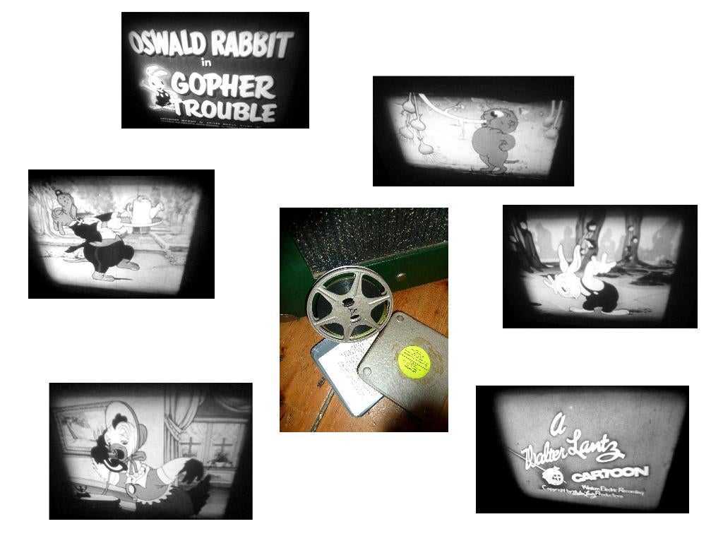 8mm film N8 oswald rabbit GHOPHER IN TROUBLE - zw w 1936, Ophalen of Verzenden, 8mm film