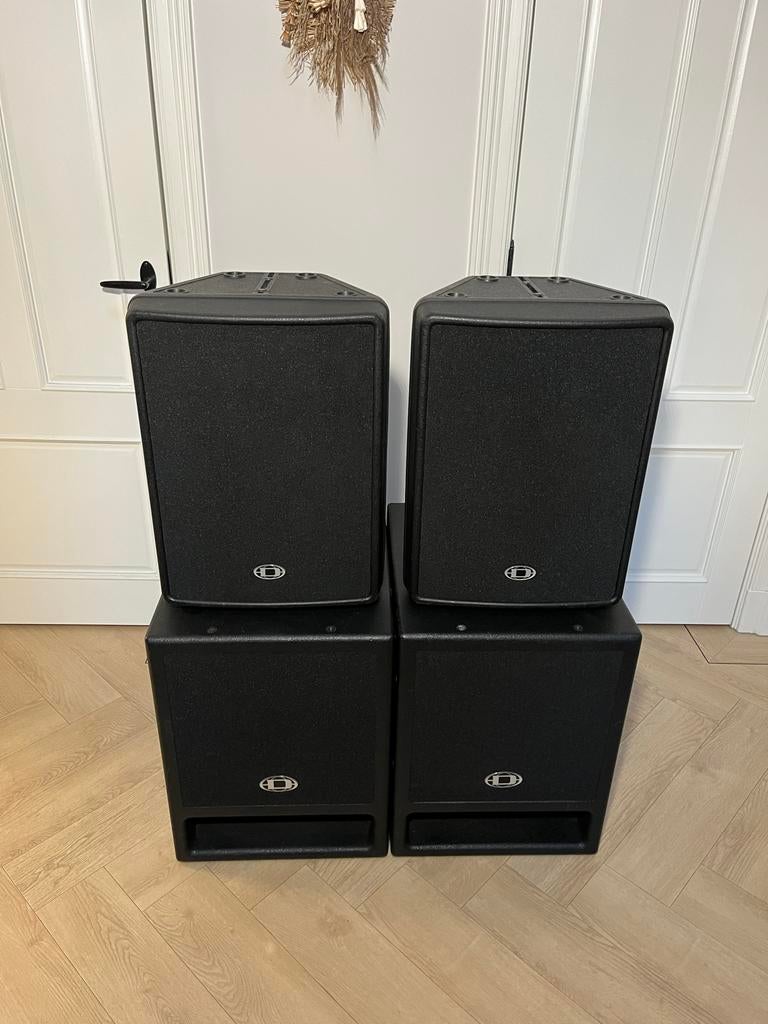 Dynacord D-Lite PS315 + SUB115 en D12 compleet met hoezen, Ophalen, Gebruikt, Dynacord, Dynacord