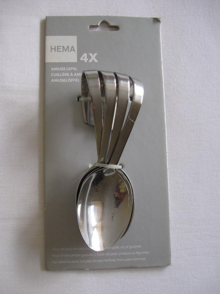 Nieuw 4 amuse lepels van de Hema, Ophalen of Verzenden, Nieuw, Rvs of Chroom, Vaatwasserbestendig
