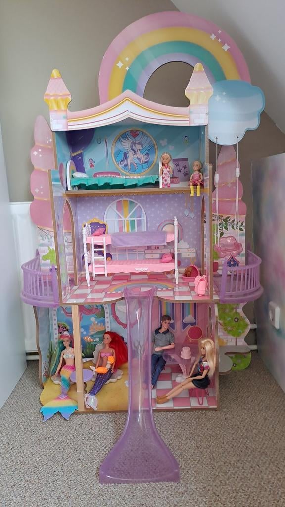 Groot Barbie Droomhuis met accessoires, Kinderen en Baby's, Speelgoed | Overig, Zo goed als nieuw, Meisje, Ophalen