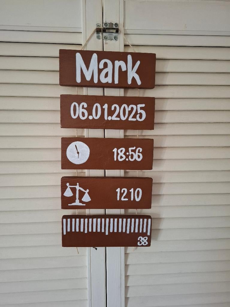 Uniek Kraamcadeau Geboortebord– Handgemaakt & Op Maat, Kraamcadeau, Info@rwhoutidee.nl, Nieuw, Ophalen of Verzenden