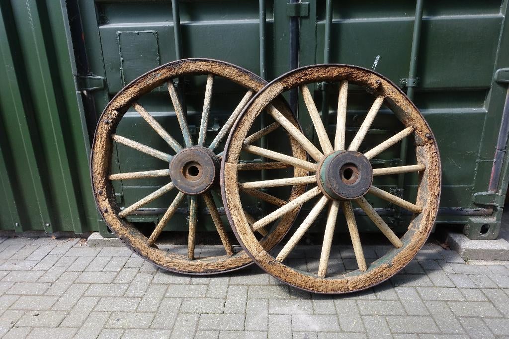 Wagenwiel, karrewielen, wagenwielen, set van twee, ø120 cm., Antiek en Kunst, Ophalen