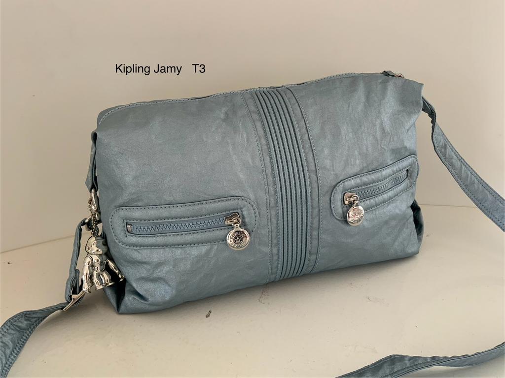 Yoyoli Kipling Jamy model in lichtblauw metallic T3, Ophalen of Verzenden, Zo goed als nieuw, Blauw, Handtas