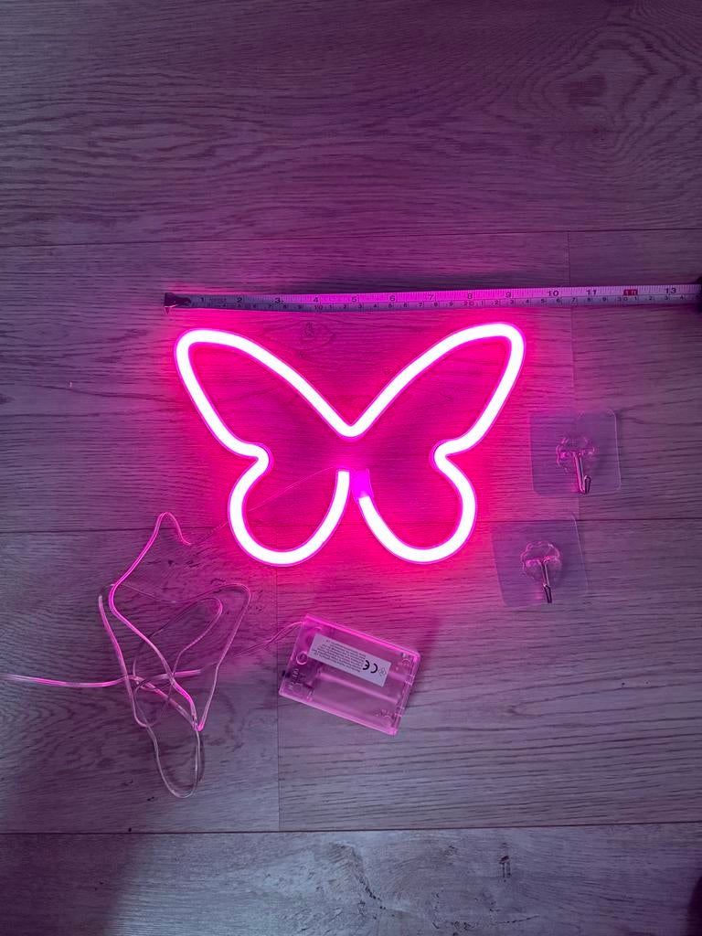 Neon LED Vlinder Roze - USB/Batterij - 25 cm, Ophalen of Verzenden, Nieuw