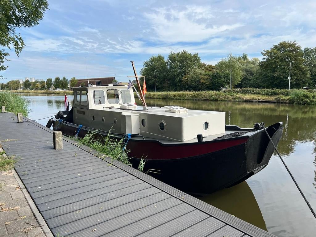 Schouw, varend woonschip, woonschip, tiny house, motorboot., Watersport en Boten, Ophalen, Gebruikt, Staal, Binnenboordmotor