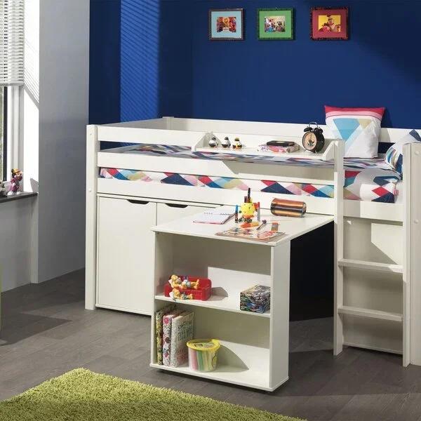 Vipack halfhoogslaper Charlotte wit: bureau, kast, acc. evt., Ophalen, Gebruikt, Halfhoogslaper