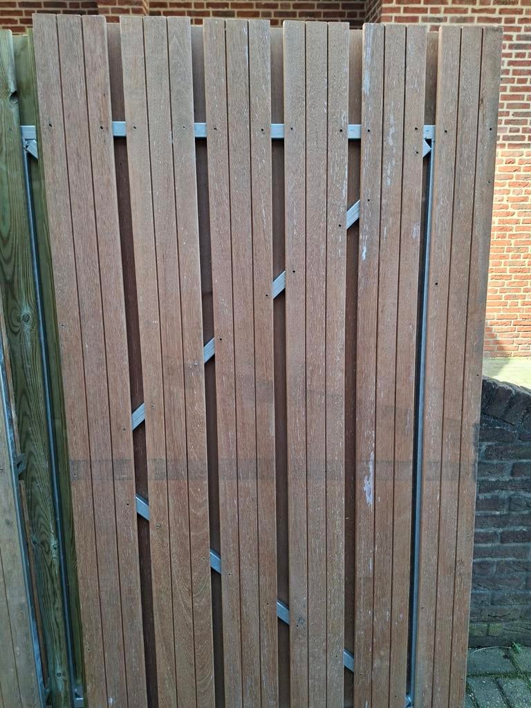 Schuttingdeur nieuw stalen frame 100x195 hardhout, Ophalen, Nieuw, Draaipoort, 150 tot 200 cm