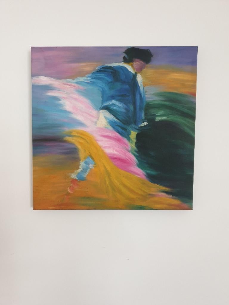 2 schilderijen van stierenvechters 60 cm x 60 cm, Antiek en Kunst, Kunst | Schilderijen | Modern, Ophalen