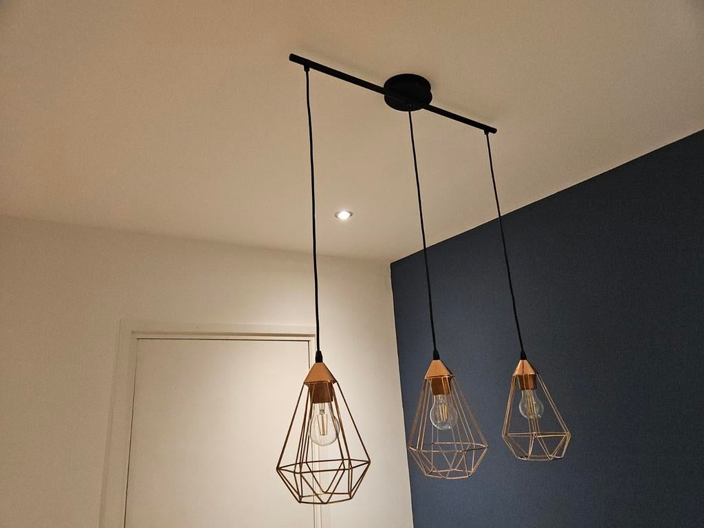 Hanglamp rose goud, Gebruikt, Ophalen of Verzenden, Metaal, Modern, Industrieel