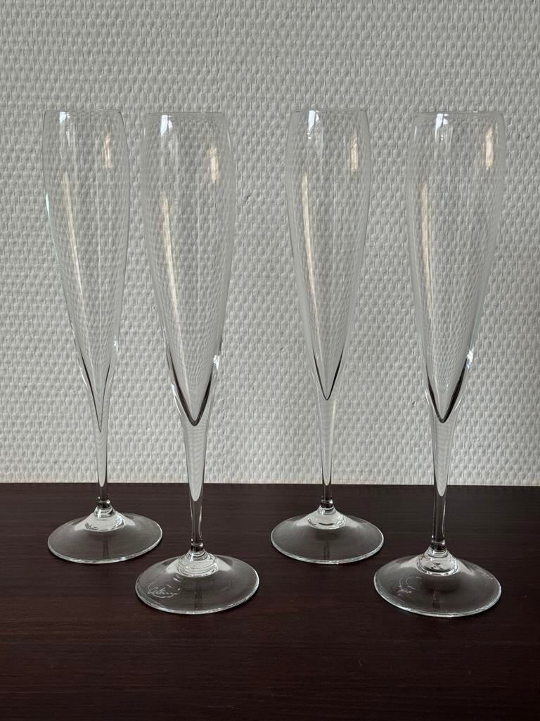 4x Vintage Luigi Colani Dun Glazen Champagne Flutes, Glas, Glas of Glazen, Ophalen of Verzenden, Overige stijlen, Glas