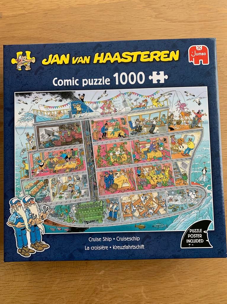 Zgan Jan van Haasteren puzzel, Cruiseschip 1000st, Ophalen of Verzenden, 500 t/m 1500 stukjes, Zo goed als nieuw