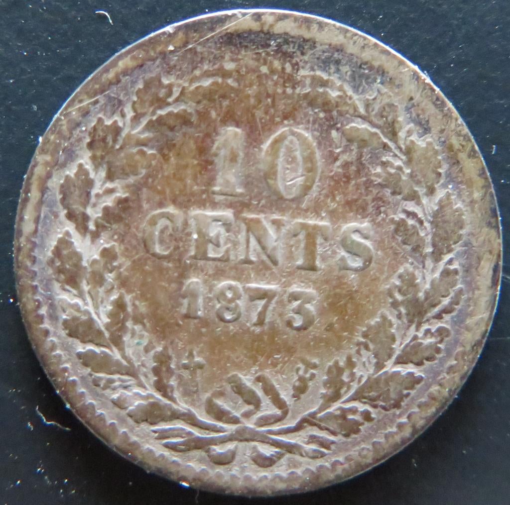 10 Cent 1873, Koning Willem III, Verzenden, Zilver, 10 cent