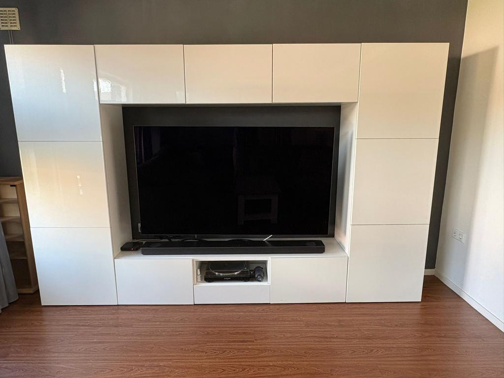 Mooie witte tv-kast, Huis en Inrichting, Kasten | Televisiemeubels, Ophalen, Gebruikt