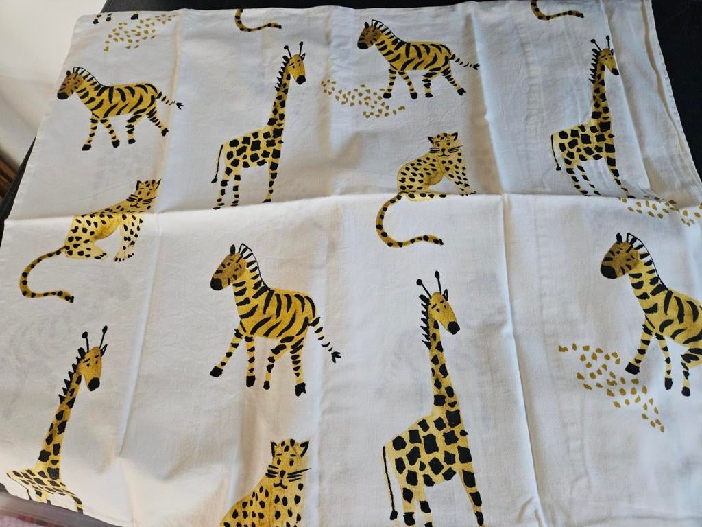 Peuter dekbedovertrek met kussensloop - Safari dieren, Jongetje of Meisje, Beige, Dekbedovertrek, Ophalen of Verzenden