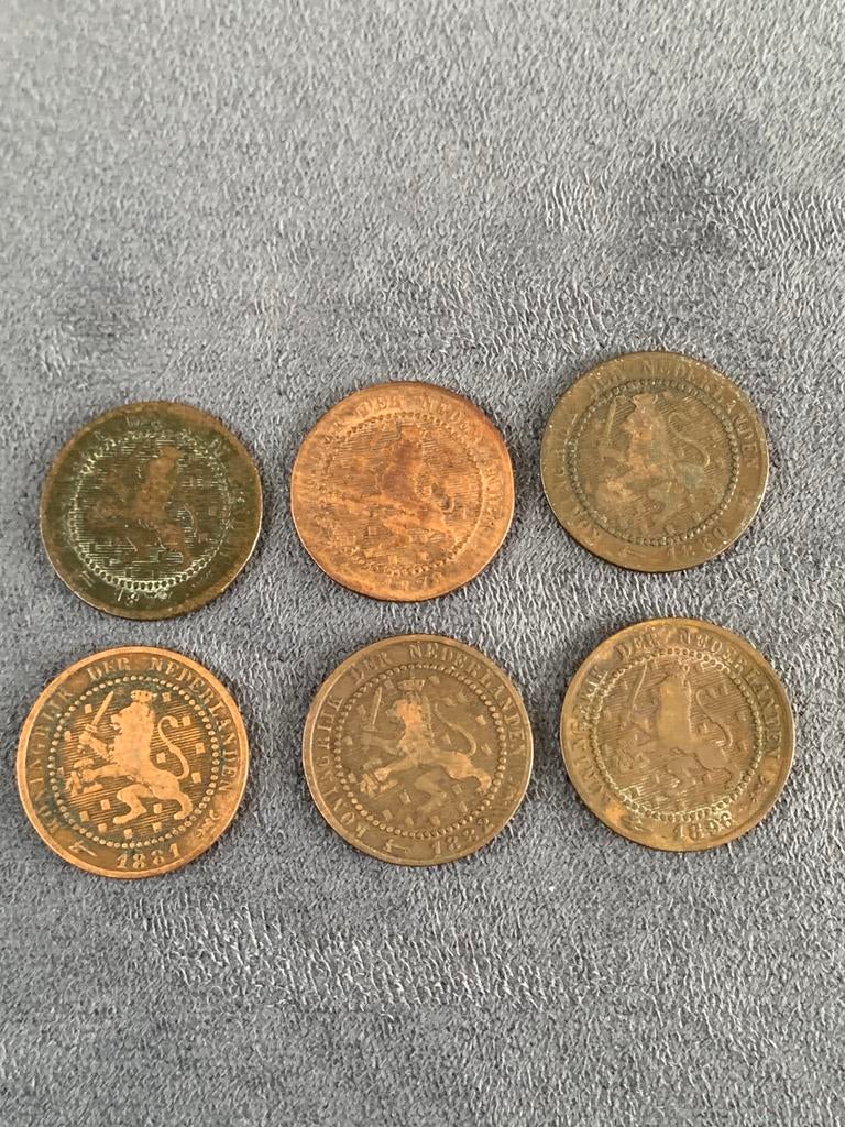 Set van 6 munten 1 cent Koninkrijk der Nederlanden 1877-1896, Postzegels en Munten, Munten | Nederland, Ophalen, Koning Willem III