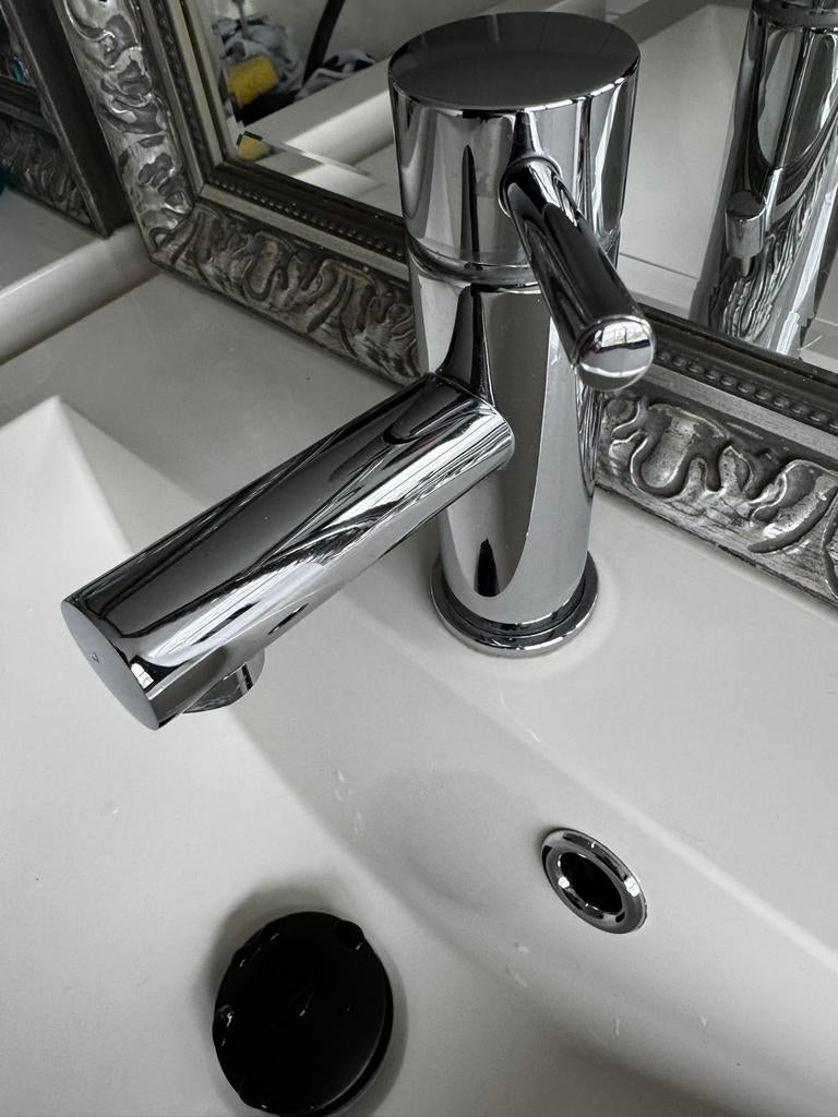 Te koop: Zeer mooie zware chromen wastafelkranen. Met afvoer, Ophalen of Verzenden, Gebruikt, Chroom, Wastafel