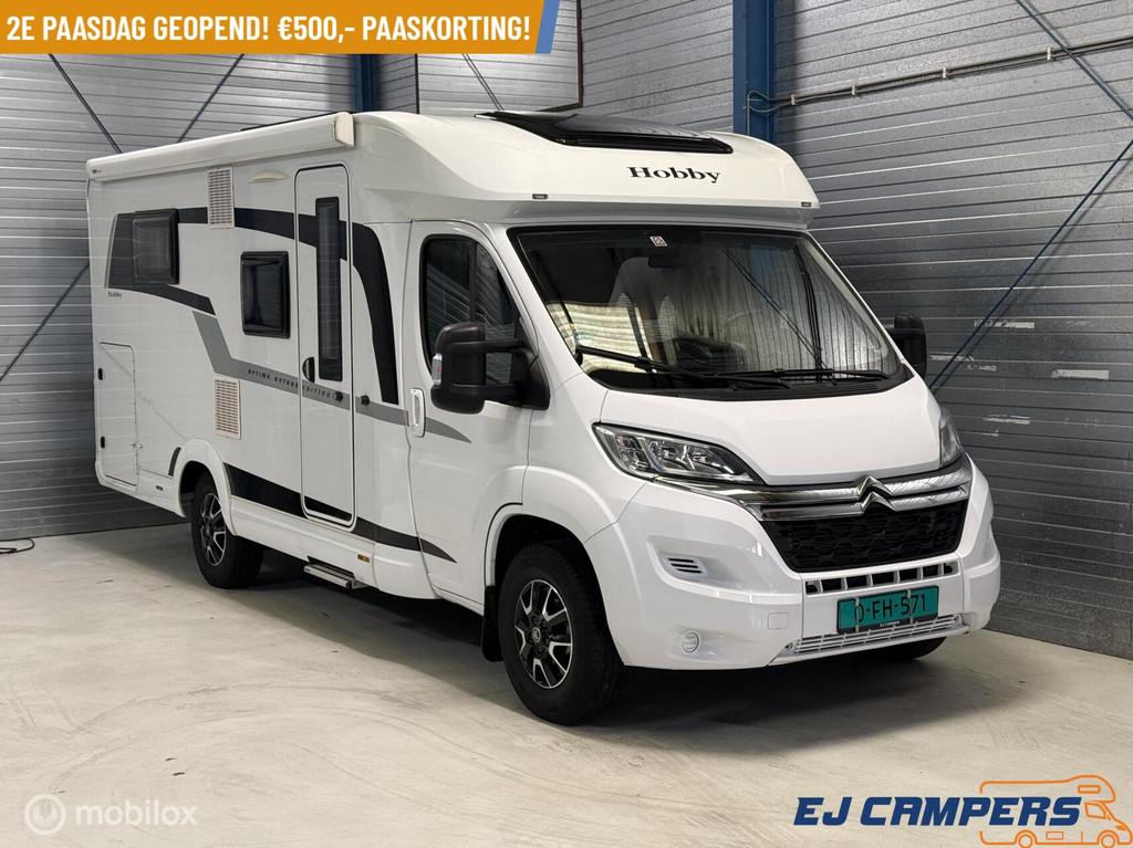 Hobby V65 Queensbed! EURO6, Caravans en Kamperen, Campers, Ringverwarming, Hobby, Bedrijf, Hordeur