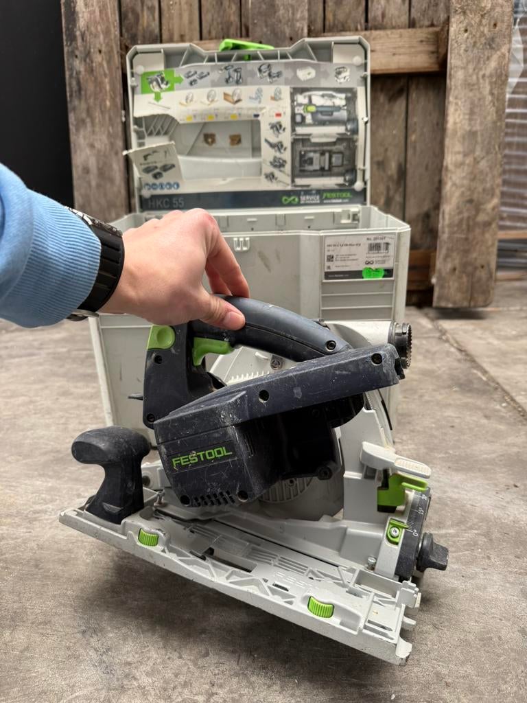 Festool HKC 55 Li 5.2, Gebruikt, Cirkelzaag, Ophalen of Verzenden, 30 tot 70 mm
