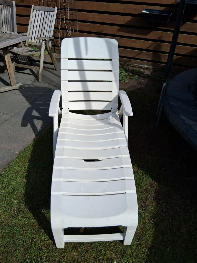Wit hartman ligbed, Tuin en Terras, Ligbedden, Ophalen, Gebruikt, Kunststof, Verstelbaar