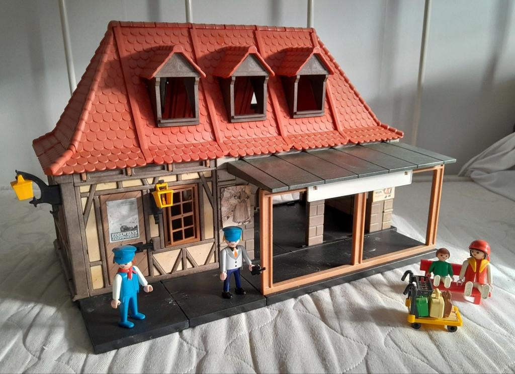 Unieke Vintage Playmobil Bahnhof trein station 4300 LEES adv, Ophalen of Verzenden, Gebruikt