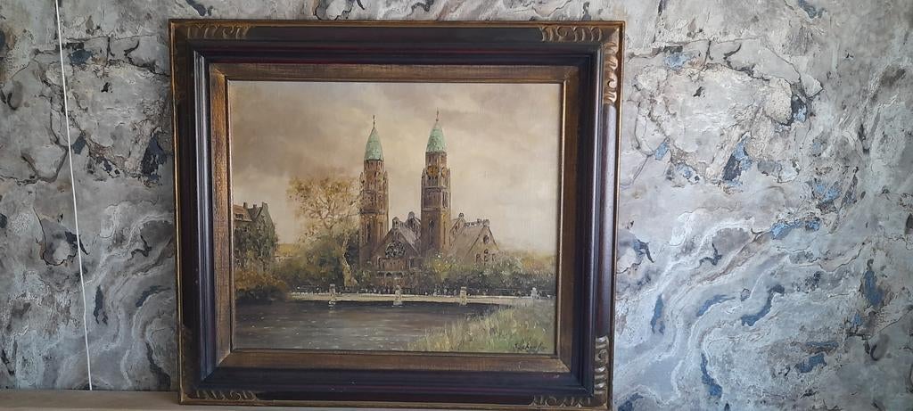 Schilderij olieverf S. Schaeffer.Koninginnekerk Crooswijk ., Ophalen